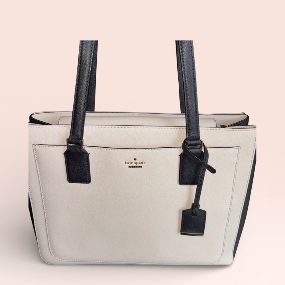 kate spade Cream and Black Leather Tote